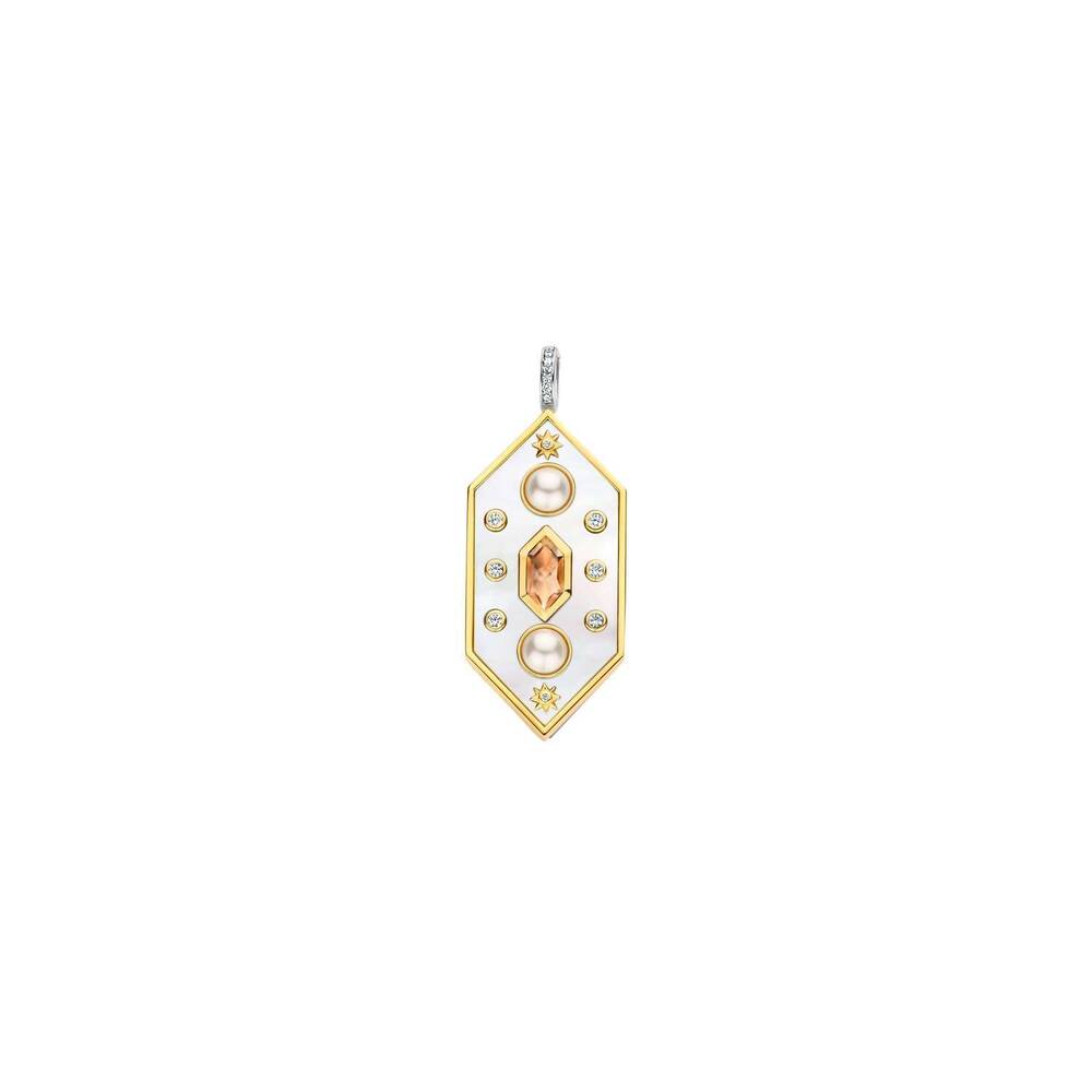 NEW TI SENTO women's geometric mother of pearl pendant in gold